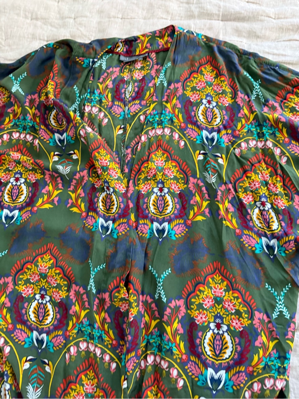 Anthropologie Emmanuelle Maxi Tiered Boho Robe with Multicolor Blooms Size M/L - Picture 13 of 13